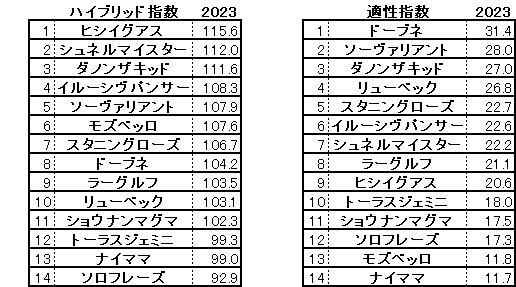 2023　中山記念　HB指数